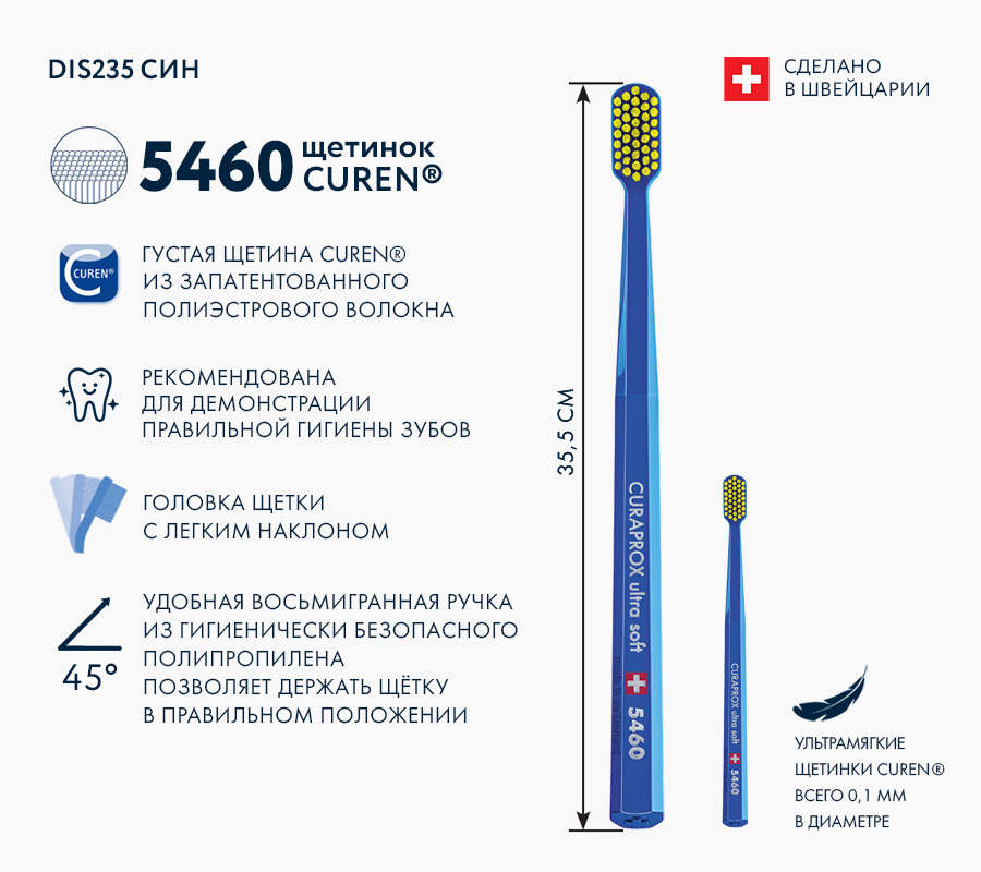 Зубная щетка ultrasoft, демонстрационная, размер 35,5 см. Синяя